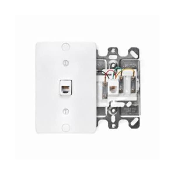 Prise Téléphone Mural Leviton 40214-W - Connecteur 6P4C, Bornes à Vis, Blanc - Neuf